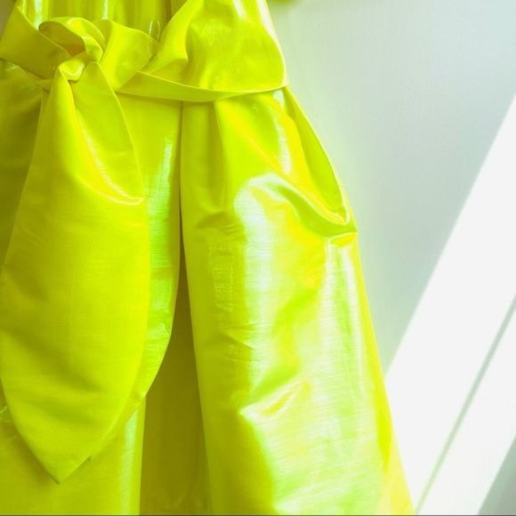 Christopher Rogers Woman Yellow Midi Dress XXS Volume Iridescent Puff Sleeve New - Picture 9 of 17